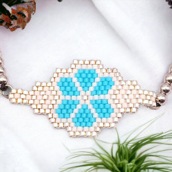 Bracelet fleur tissé à la main avec perles Miyuki Delica