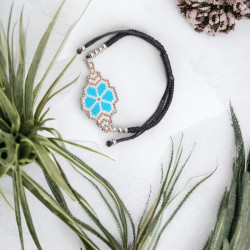 Bracelet fleur tissé à la main avec perles Miyuki Delica