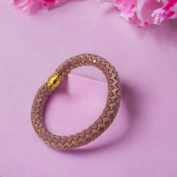 Handmade Half Tila Bead Bracelet mounted on a rubber tube with a magnetic clasp