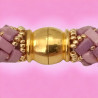 Bracelet en perles Half Tila fait main monté sur un tube en caoutchouc avec fermoir aimanté