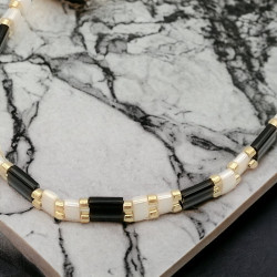 Bracelet fait main avec des perles japonaises de qualité - Fermoir aimanté doré