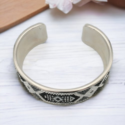 Bracelet large fait main et réglable - Tissage en peyote Miyuki Delica