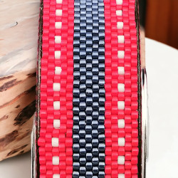 Bracelet large fait à la main et réglable en laiton galvanisé avec tissage en peyote Miyuki Delica
