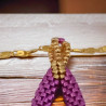 Gold Nickel Necklace with Miyuki Delica Bead Weaving Pendant and Swarovski Cabochon