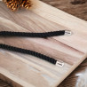 Parure tissée en forme de triangle avec perles Miyuki Delica argent, noir et blanc
