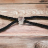 Parure tissée en forme de triangle avec perles Miyuki Delica argent, noir et blanc