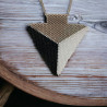 Parure tissée en forme de triangle avec perles Miyuki Delica argent, noir et blanc