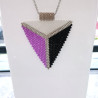 Parure tissée en forme de triangle avec perles Miyuki Delica mauve, noir et blanc