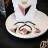 Triangle Woven Jewelry Set with Miyuki Delica Beads in Pink, Black, and White