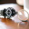 Wooden Ball and Miyuki Delica Beads Keychain