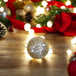 Guirlande de Noël Artisanale avec Perles Miyuki Delicas et Lumières LED - Dorée