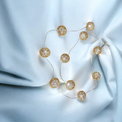 Guirlande de Noël Artisanale avec Perles Miyuki Delicas et Lumières LED - Dorée