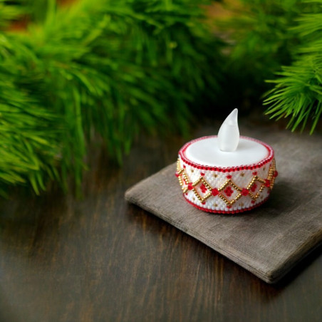 Miyuki Beaded Candle Ring Diamond – LED Candle Included