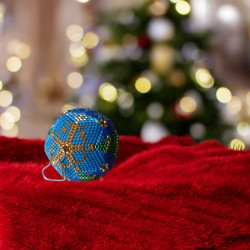 Boule de Noël Bleue et Blanche - Motif Sapin en Perles Miyuki