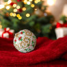 Boule de Noël Artisanale en Perles Miyuki Delica - Éclat Festif Blanc, Or, Rouge et Vert