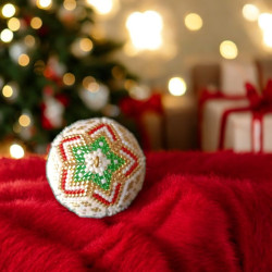 Boule de Noël en Perles Miyuki Delica - Motif Étoiles - 4 cm de Diamètre | Décoration Festive
