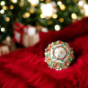 Christmas Ball in Miyuki Delica Beads in Colors and Silver Spinning Tops - 4 cm Diameter | Elegant Christmas Decoration