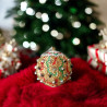 Boule de Noël en Perles Miyuki Delica de Couleurs et Toupies Argentées - 4 cm de Diamètre | Décoration Élégante de Noël