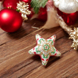 Étoile en 3D Verte, Rouge et Blanche en Perles Miyuki Delica - Décoration de Noël Artisanal