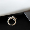 Bague réglable en rhodium avec strass multicolores