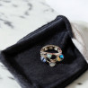 Bague réglable en rhodium avec strass multicolores