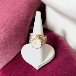 Adjustable gold-plated rhodium ring with Austrian cushion-cut crystal stone 10 mm – Available in multiple color