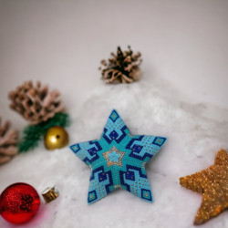 Étoile de Noël 3D en Perles Miyuki et Cristaux Swarovski – Décoration Festive Chic
